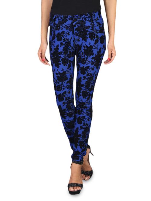 Blue floral print trousers - 1145353 - Very Small Image - 1