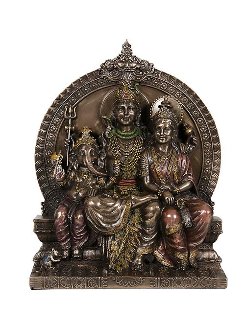 shiv pariwar idol statue of bronze - 11455064 - Very Small Image - 1