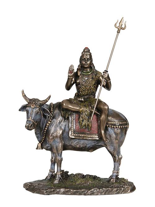 shiva on nandi idol statue of bronze - 11455072 - Very Small Image - 1