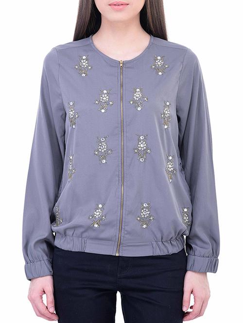 solid grey bomber jacket - 11459224 - Very Small Image - 1