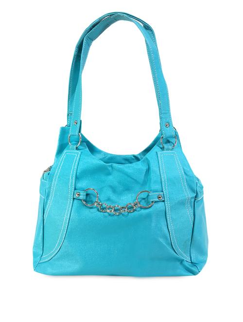 Blue metal ring loop embellished leatherette handbag - 1146124 - Very Small Image - 1