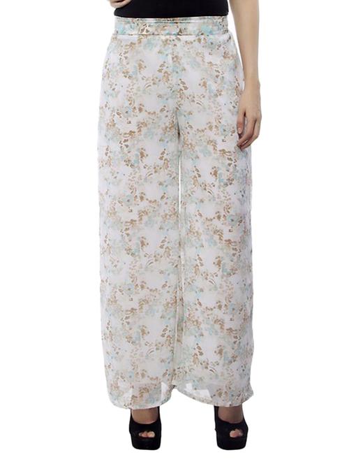 white printed georgette palazzo - 11461335 - Very Small Image - 1