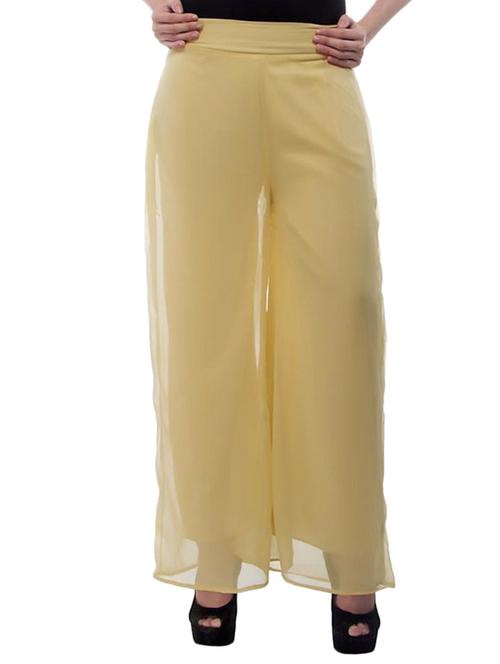 solid yellow georgette palazzo - 11461355 - Very Small Image - 1