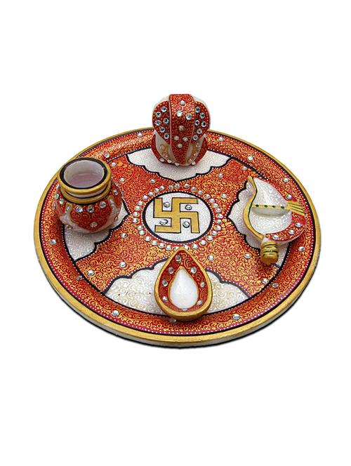 red marble pooja thali - 11462313 - Very Small Image - 1