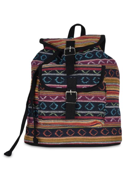 woven pattern buckle closure cotton backpack - 1146237 - Very Small Image - 1