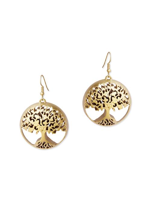 golden metal drop earrings - 11462375 - Very Small Image - 1