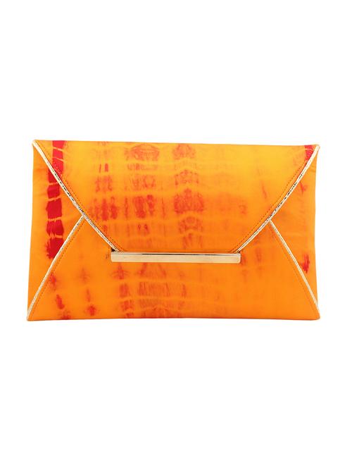orange batik print satin silk clutch - 11462388 - Very Small Image - 1