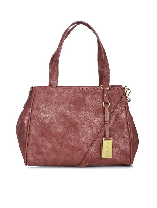 maroon leatherette handbag with suede finish - 11466910 - Very Small Image - 1