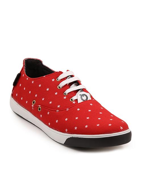 red canvas lace up sneakers - 11468114 - Very Small Image - 1