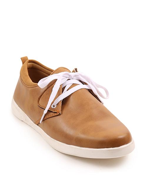 tan synthetic lace up sneakers - 11468180 - Very Small Image - 1