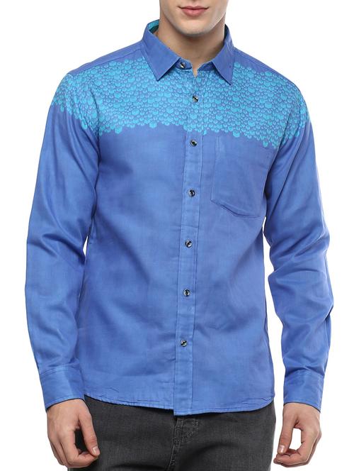 blue color, cotton printed casual shirt - 11468315 - Very Small Image - 1