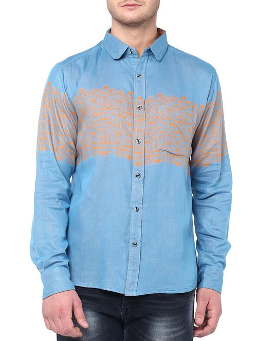 blue color, cotton printed casual shirt - 11468316 - Very Small Image - 1