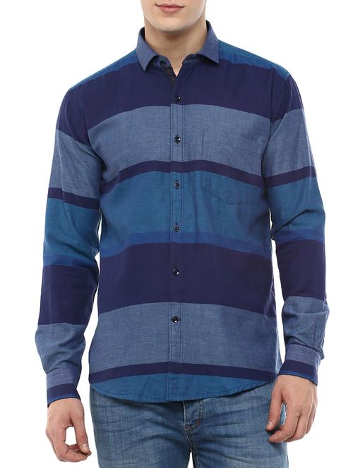 blue color cotton casual shirt - 11468338 - Very Small Image - 1