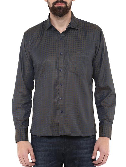 navy blue cotton casual shirt - 11468340 - Very Small Image - 1
