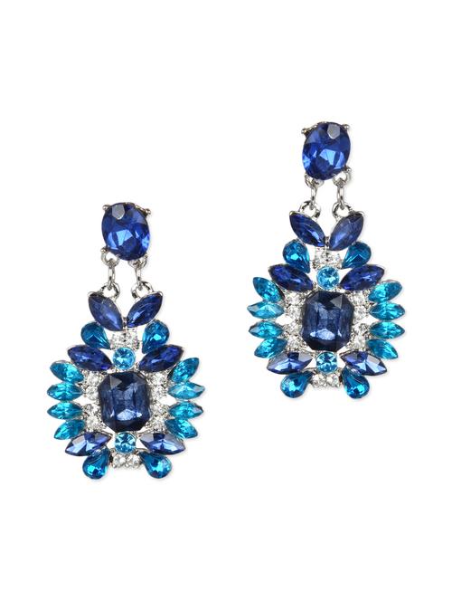 blue stones metallic earrings with push back closure - 1147065 - Very Small Image - 1