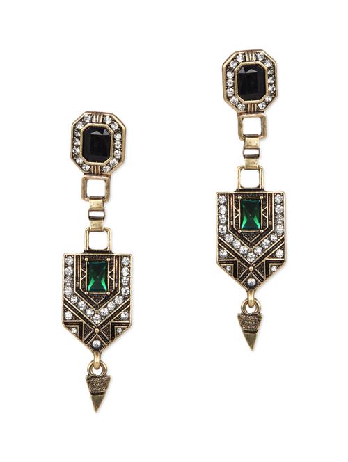 multicolour stone metallic ethnic earrings with push back closure - 1147069 - Very Small Image - 1