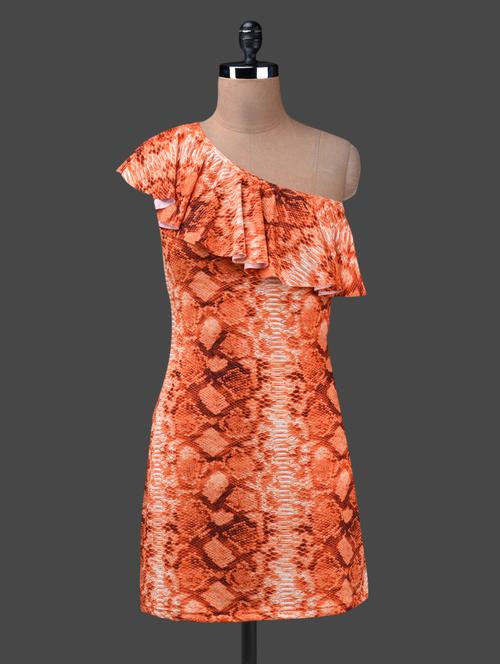 snake skin print one shoulder dress - 1147313 - Very Small Image - 1