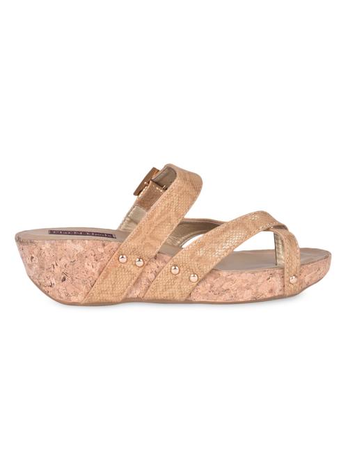 Snakeskin Inspired Beige Strap Wedges - 1147784 - Very Small Image - 1