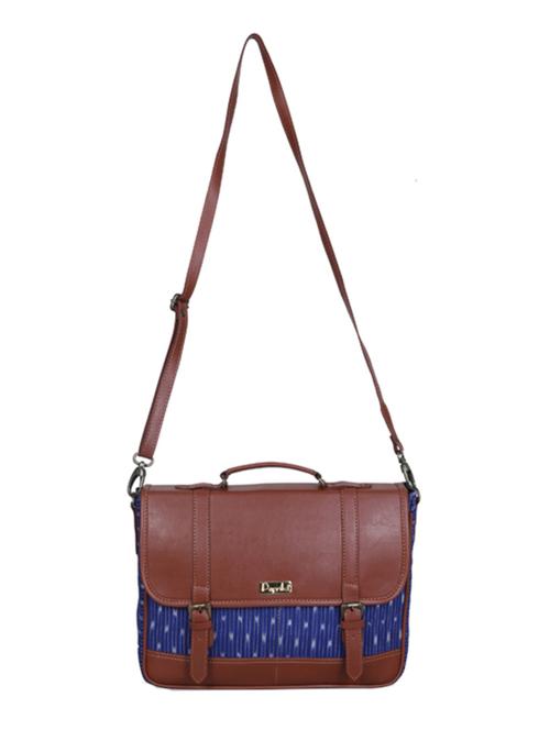 blue and brown leather sling bag - 11478149 - Very Small Image - 1