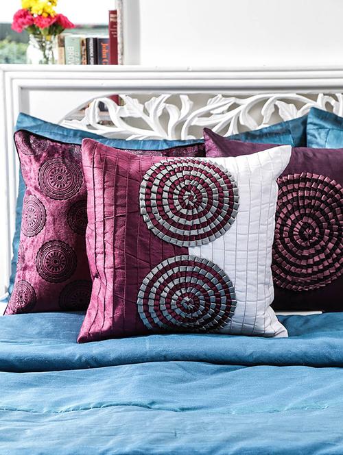 textured multi color cushion cover 16"x16" 5 pcs set - 11481530 - Very Small Image - 1