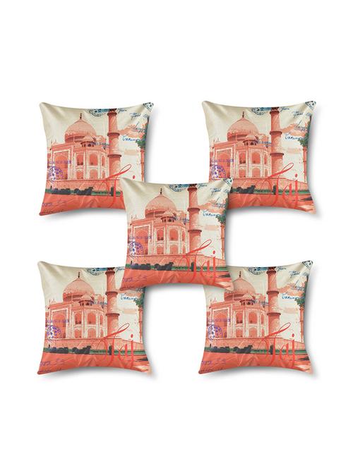 heritage print multi color cushion cover 16"x16" 5 pcs set - 11481553 - Very Small Image - 1