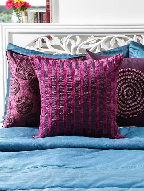 sequined work multi color cushion cover 16"x16" 5 pcs set - 11481666 - Very Small Image - 1