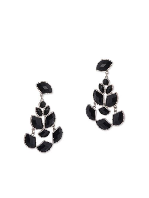 black colored metal alloy drop earrings - 11483419 - Very Small Image - 1