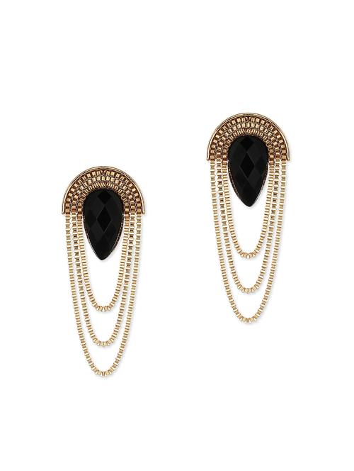 black colored metal alloy drop earring - 11483421 - Very Small Image - 1