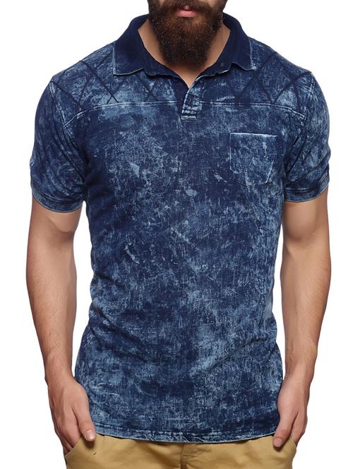 navy blue cotton polo t-shirt - 11483769 - Very Small Image - 1