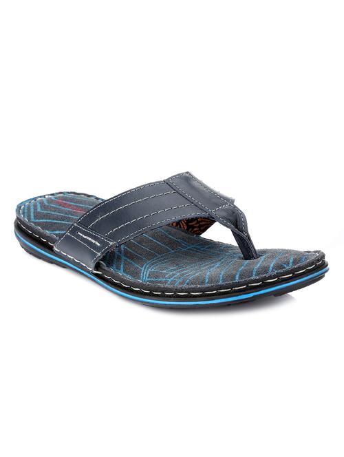navy leather slip on slippers - 11487893 - Very Small Image - 1