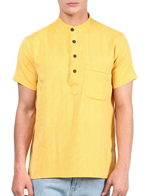yellow cotton kurta - 11487950 - Very Small Image - 1