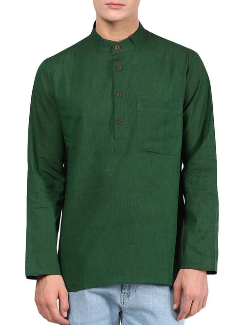 green cotton kurta - 11489570 - Very Small Image - 1