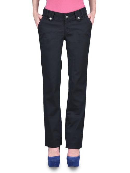 solid black regular fit trousers - 1149332 - Very Small Image - 1