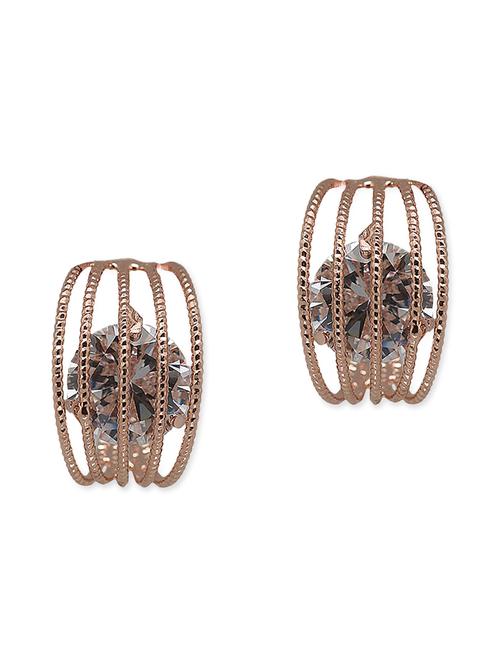 golden and silver brass drop earrings - 11494133 - Very Small Image - 1