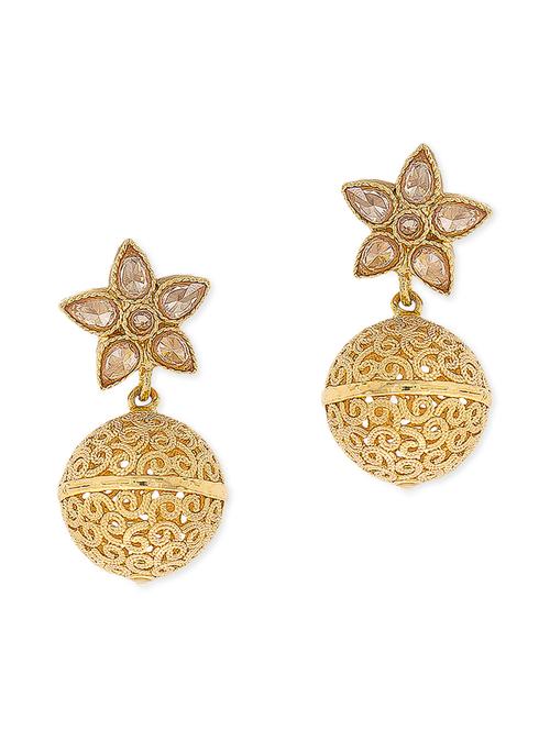 golden brass drop earrings - 11494136 - Very Small Image - 1