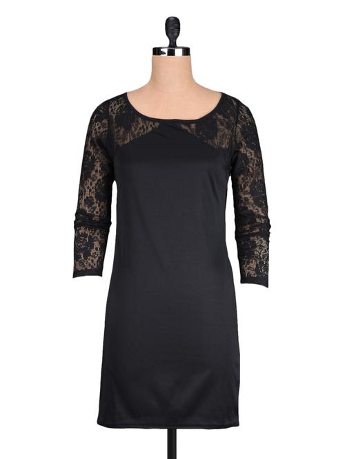 black plain trimmed lace dress - 1149427 - Very Small Image - 1