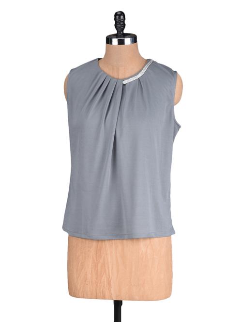 grey plain pleated top - 1149456 - Very Small Image - 1