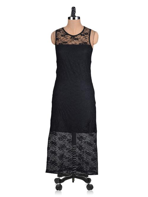 black trimmed lace net dress - 1149471 - Very Small Image - 1