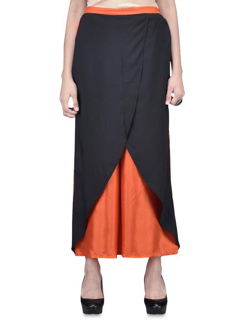 orange polycrepe designer half wrap palazzo - 1149482 - Very Small Image - 1