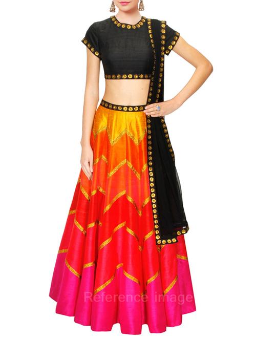 multi colored faux silk lehenga - 11496775 - Very Small Image - 1