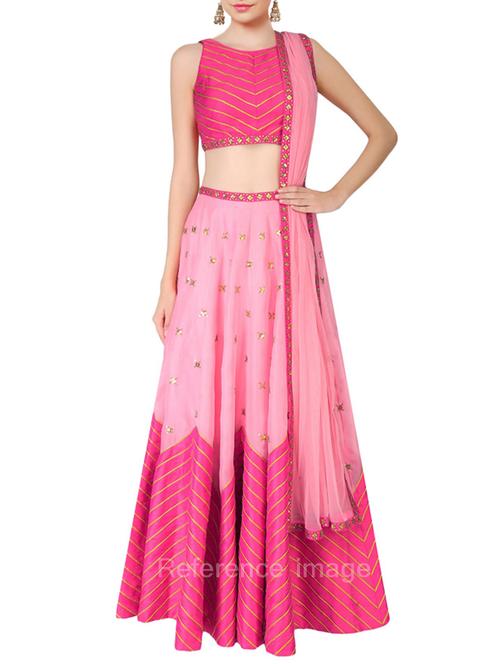 pink faux silk lehenga - 11496783 - Very Small Image - 1