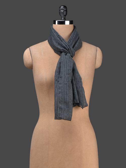 grey printed poly cotton stole - 1149687 - Very Small Image - 1