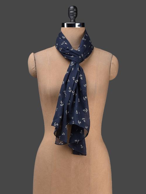 blue printed cotton stole - 1149695 - Very Small Image - 1