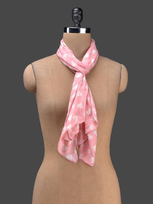 pink printed poly cotton stole - 1149731 - Very Small Image - 1