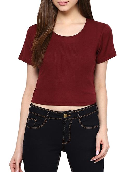 Maroon cotton crop top - 11498228 - Very Small Image - 1