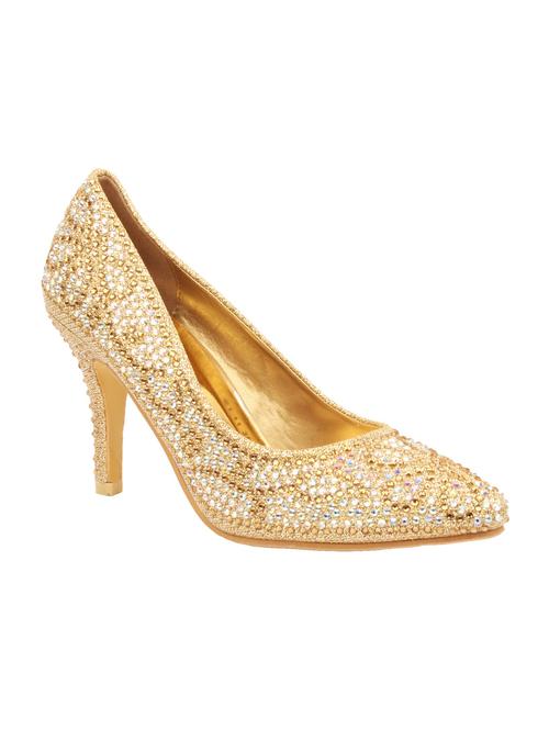 gold leatherette slip on pumps - 11501941 - Very Small Image - 1