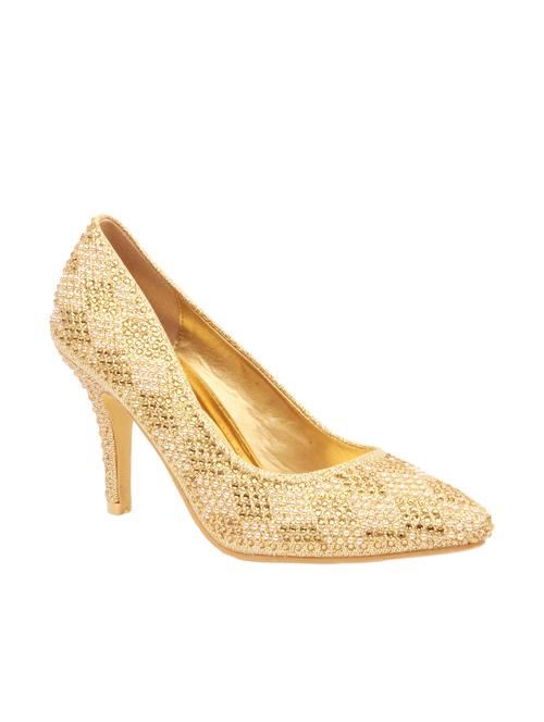 gold leatherette slip on pumps - 11501942 - Very Small Image - 1