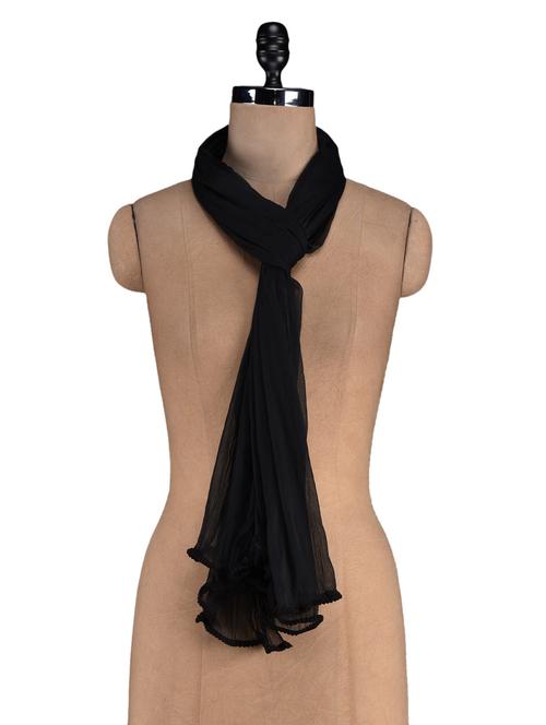black plain chiffon dupatta - 1150240 - Very Small Image - 1