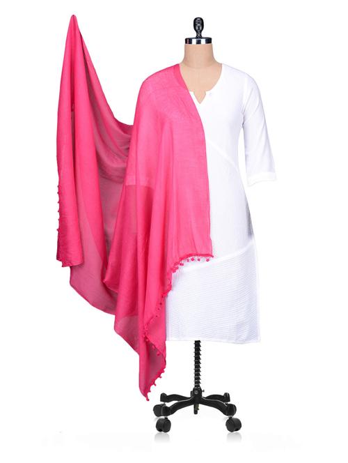 solid dark pink chiffon dupatta - 1150246 - Very Small Image - 1