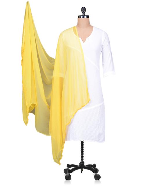 solid yellow chiffon dupatta - 1150248 - Very Small Image - 1